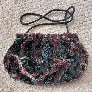 Vintage 90s Velvet Paisley Shoulder Bag